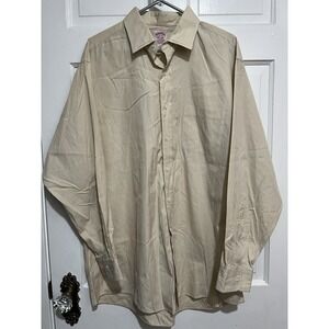 17-4 Mens Brooks Brothers Button Shirt Yellow Stripes